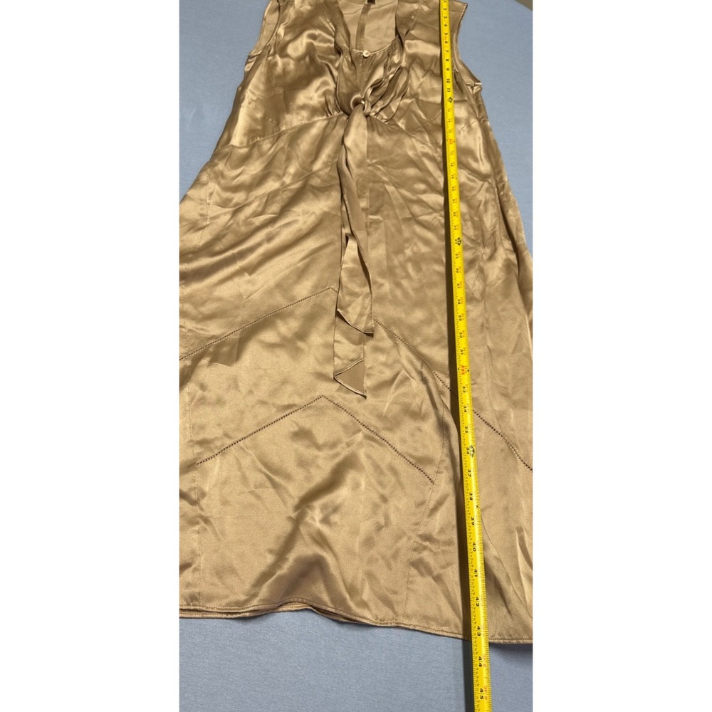 Burberry Women Size US 6 Antique Taupe Pink 100% Silk Tie-neck Midi Dress - Picture 10 of 10